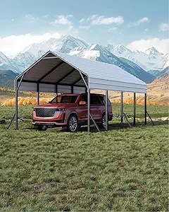 13 ft x21 ft x11 ft Oversized Metal Carport, Steel Heavy Duty Car Ports for All-Weather, Tall Carport for Full-Size Pickup Trucks, Boats, and Tractors, N.W. 660 LBS
