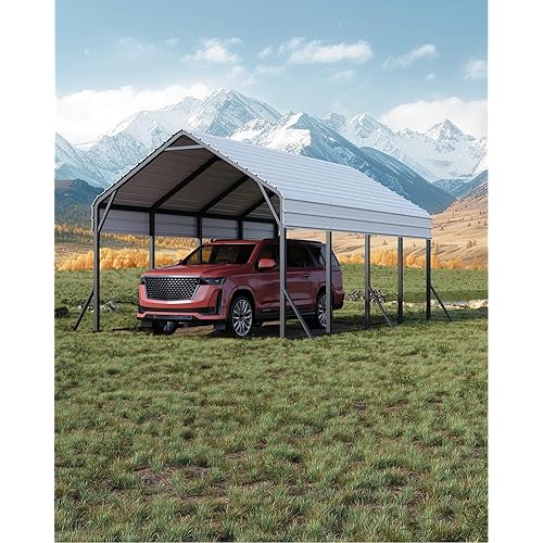 GarveeLife 13 ft x21 ft x11 ft Oversized Metal Carport, Steel Heavy Duty Car Ports for All-Weather, Tall Carport for Full-Size Pickup Trucks, Boats, and Tractors, N.W. 660 LBS