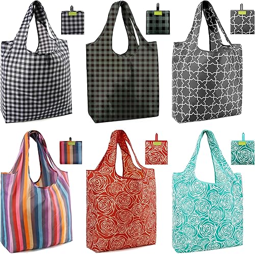 Vista 41 de BeeGreen Bolsa de viaje plegable reutilizable para regalo, bolsas de comestibles reutilizables, grandes regalos de vacaciones, bolsa de tela