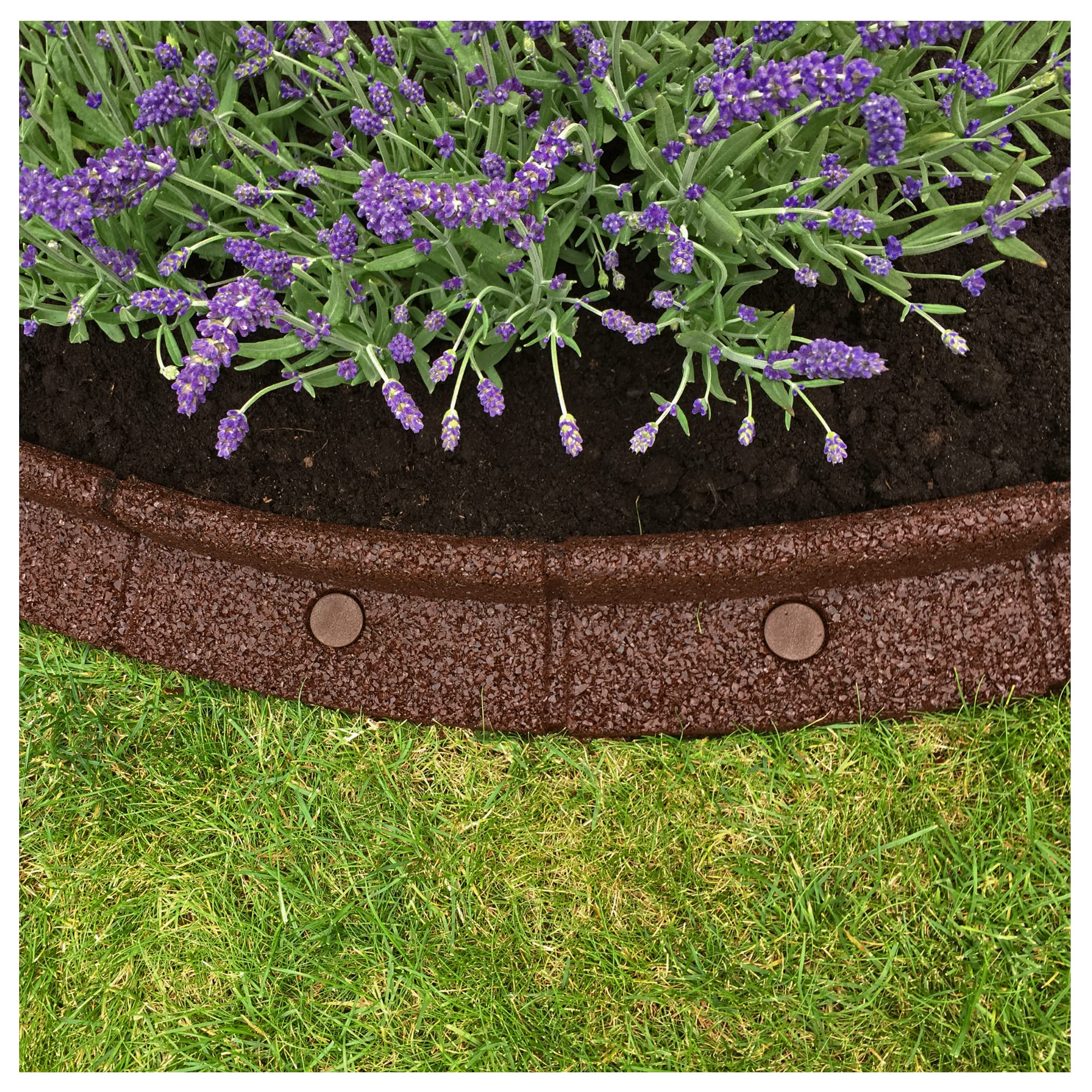 FlexiBorder - Lawn Edging - Flexible Garden Edging Border for Grass Lawns - Pathways - Raised Borders - Artificial Grass - Brown - 2 x 1m Lengths