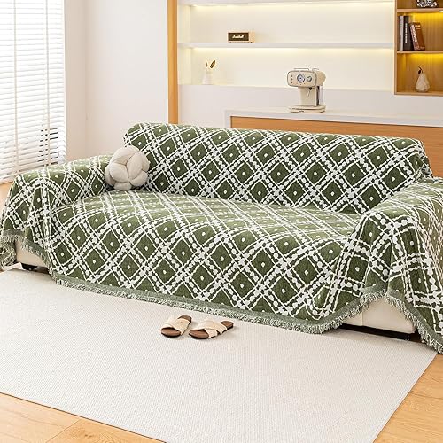 Miniatura 2 de Funda de sofá a cuadros para Navidad (1 unidad, verde, 71 x 118 pulgadas)