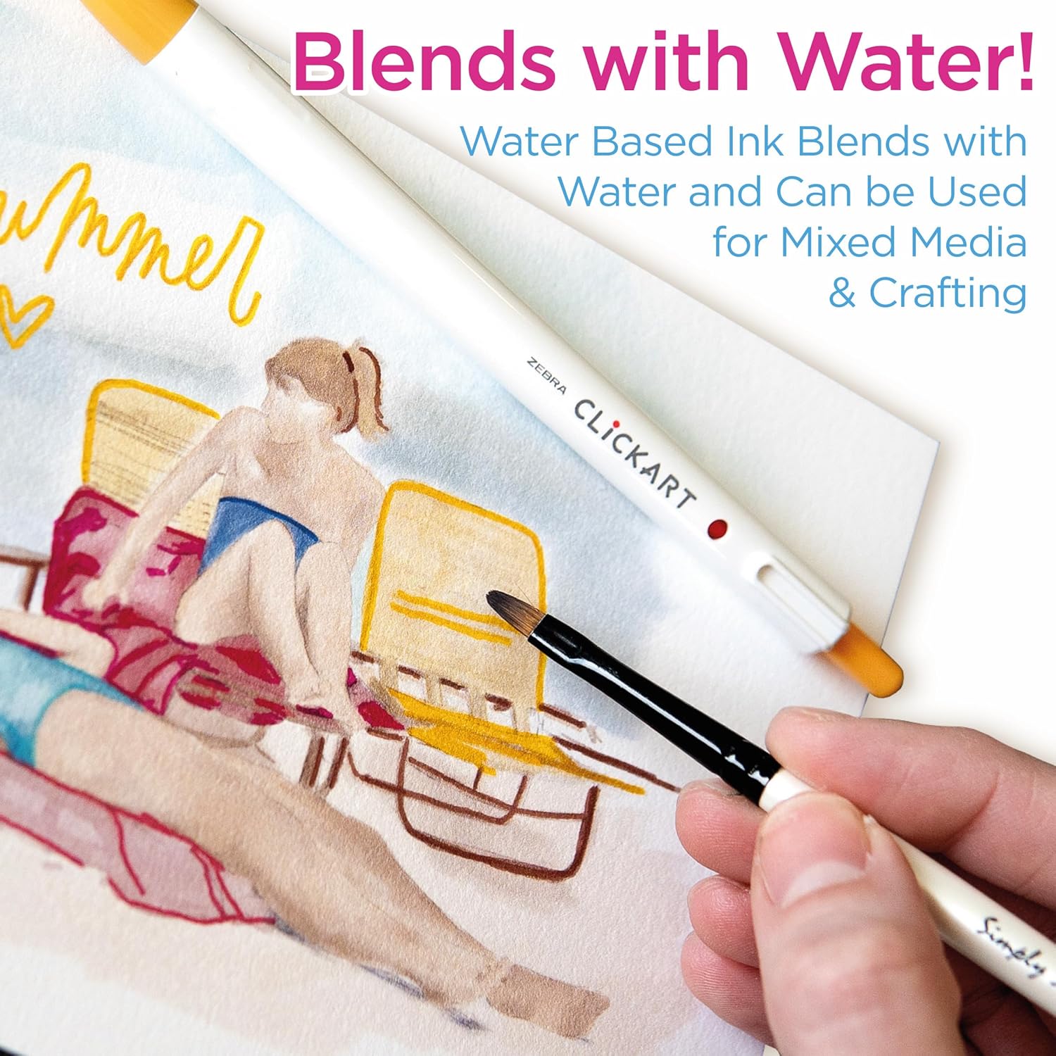 Zebra Pen CLiCKART Retractable Felt Tip Pen, Assorted Ink Colors, 0.6mm Fine Point, Moisture Absorbing to Prevent Drying Out, No Bleed, Ideal for Journaling and Drawing, 36-Pack with Case (69836)