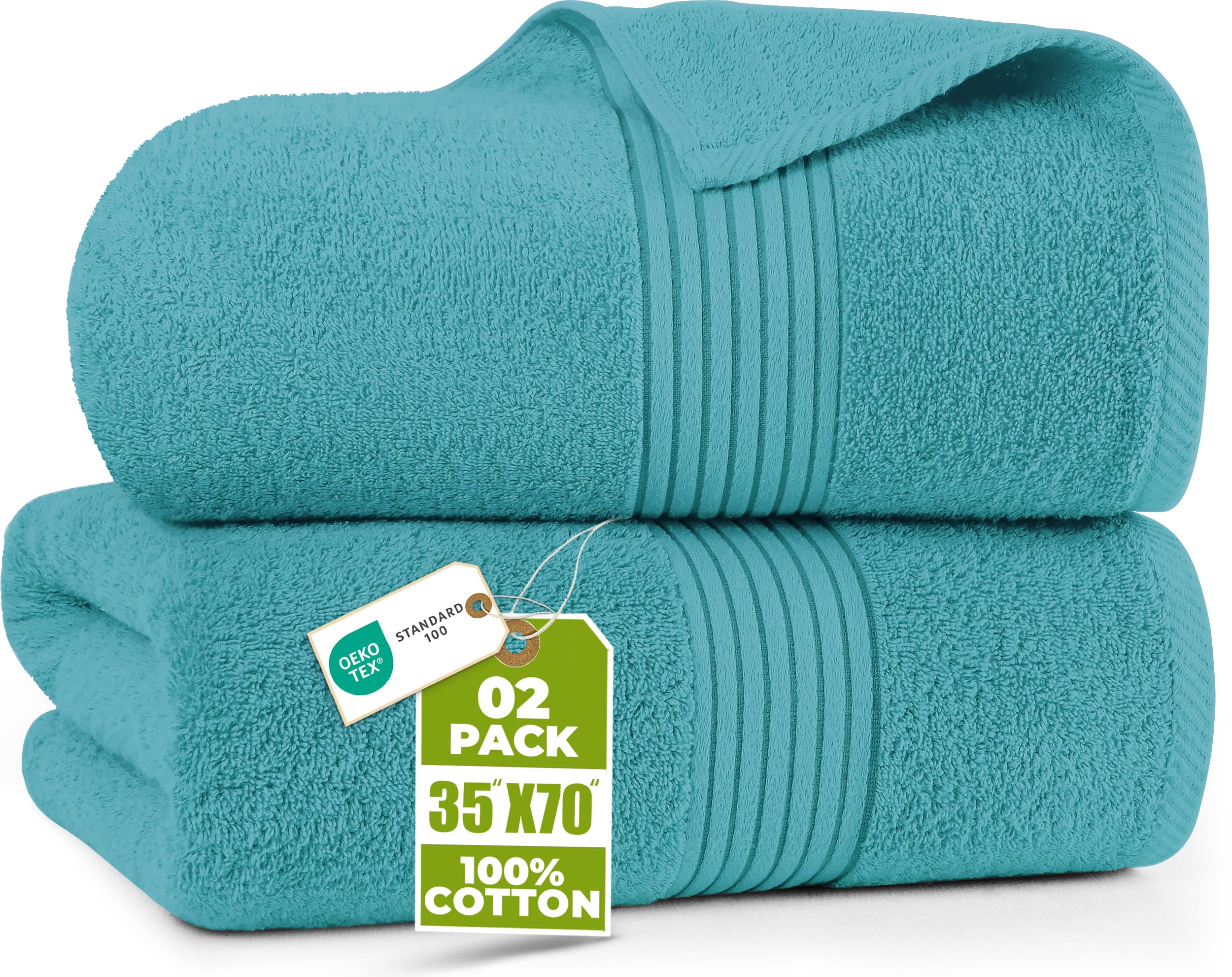 Utopia Towels Extra Large Bath Sheets, 2 Pack, 35x70 in, Cotton, Turquoise
