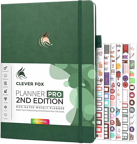 Clever Fox Planner PRO 2 edición Agenda semanal sin fecha para establecer objetivos tareas y gestión del tiempo Organizador de vida con listas de