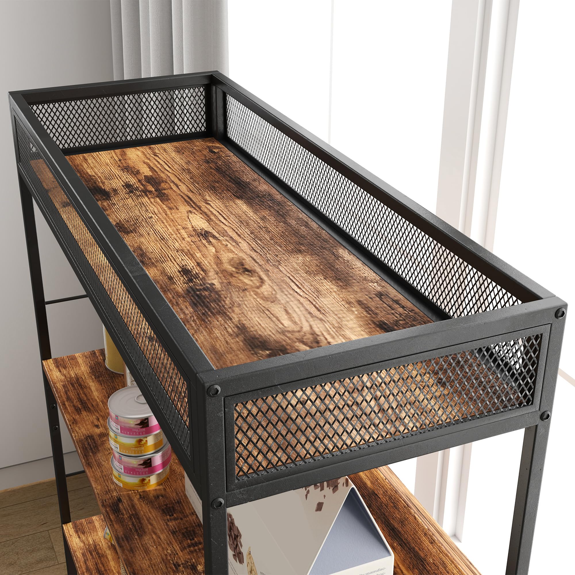 PawHut Katzenklo-Schrank, Katzenschrank, 2 in 1 Versteckter Katzentoilette mit 3-Ebenen-Regal, Kratzpfosten, Klapptür, Katzenhaus für Katze unter 6 kg, 80 x 48 x 152 cm, Rustikal-Braun