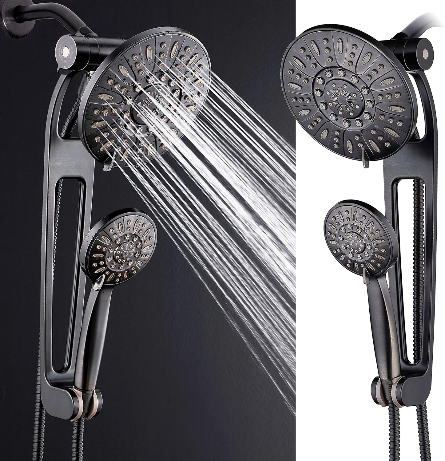 AquaDance High-Pressure 48-mode 3-way Shower Spa Combo with Adjustable 18" Extension Arm for Easy Reach & Mobility! Enjoy Luxury 7" Rain & Handheld Showerhead Separately or Together! Oil-Rubbed Bronze