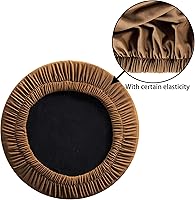 Vista 4 de LUSHVIDA Juego de 2 fundas redondas para taburetes de bar, súper suaves y lavables, elásticas para sillas de 12 a 14 pulgadas de diámetro, juego de 2