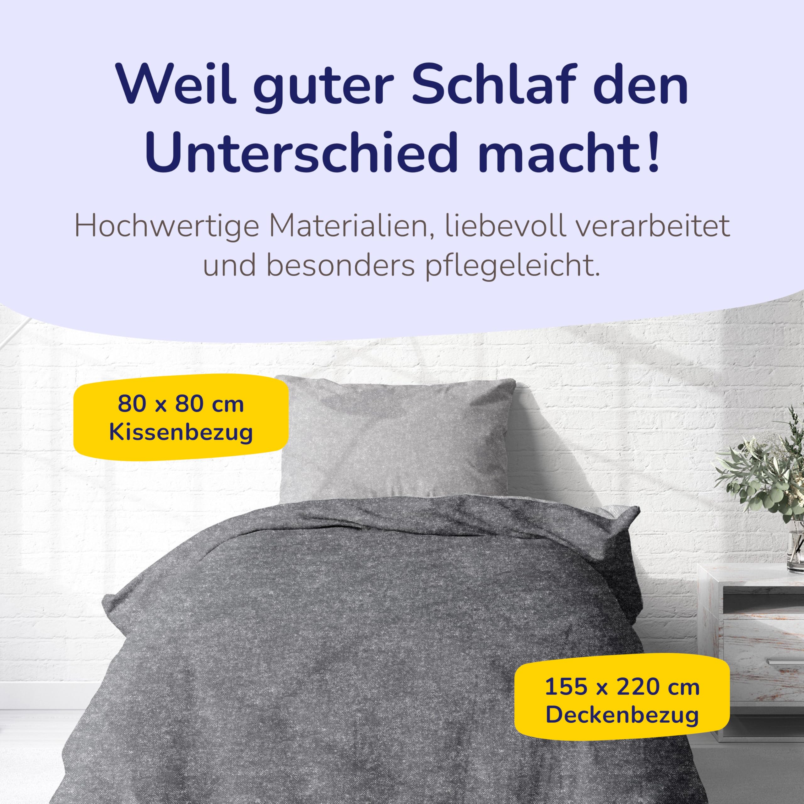 Träumschön Biber Bettwäsche aus 100% Baumwolle 2tlg. 155x220 cm Uni grau | Flauschige Winter-Bettwäsche mit Reißverschluss, weich, atmungsaktiv, bügelfrei, Made in Germany, OEKO-Tex zertifiziert