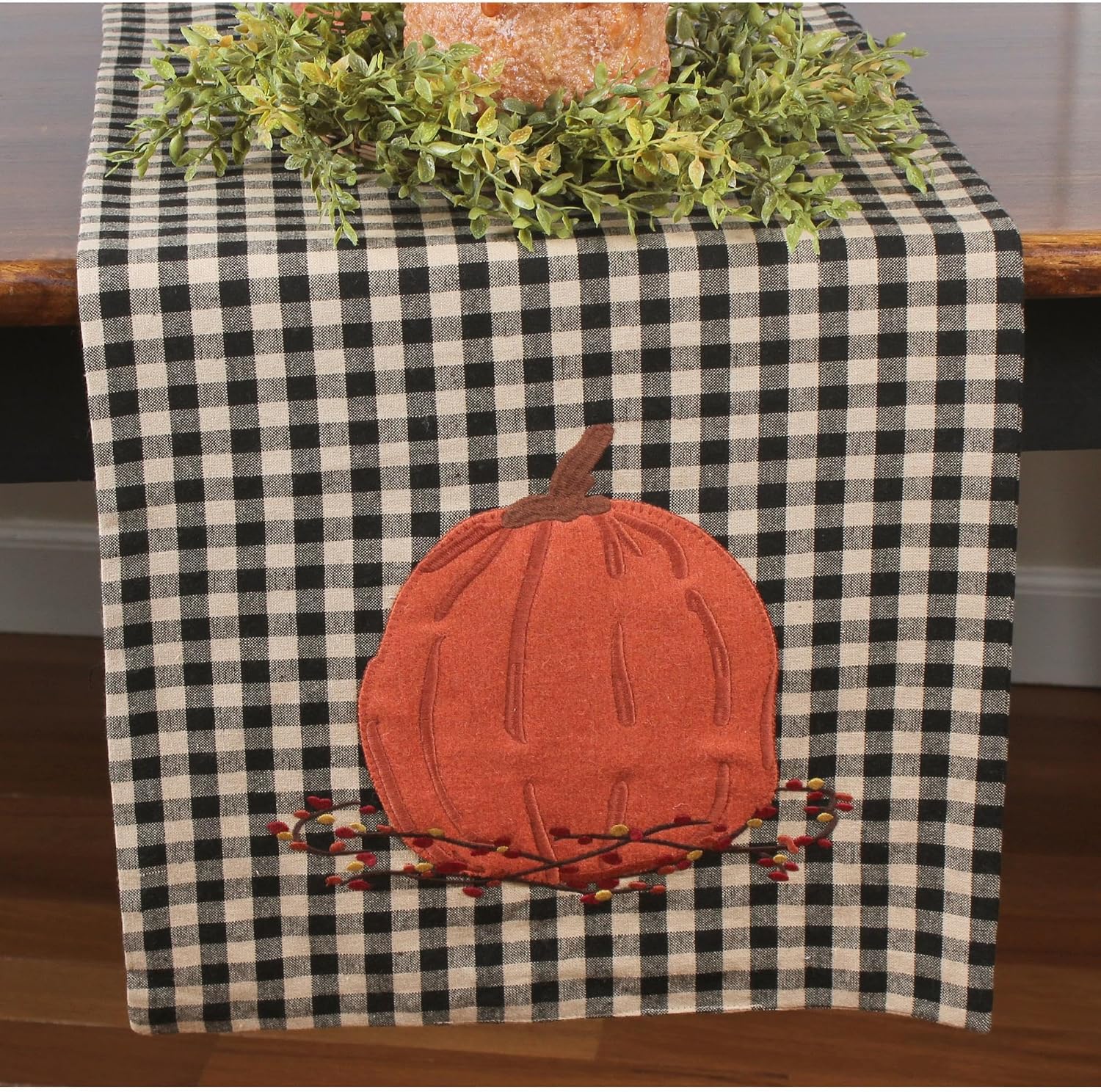 Home Collection by Raghu - Pumpkin & Bittersweet 36 Inch Table Runners, a Country Table Runner of Cotton to Use as Primitive Table Runners - Handcrafted Baffalo Check Table Runner, 14x36 Inches
