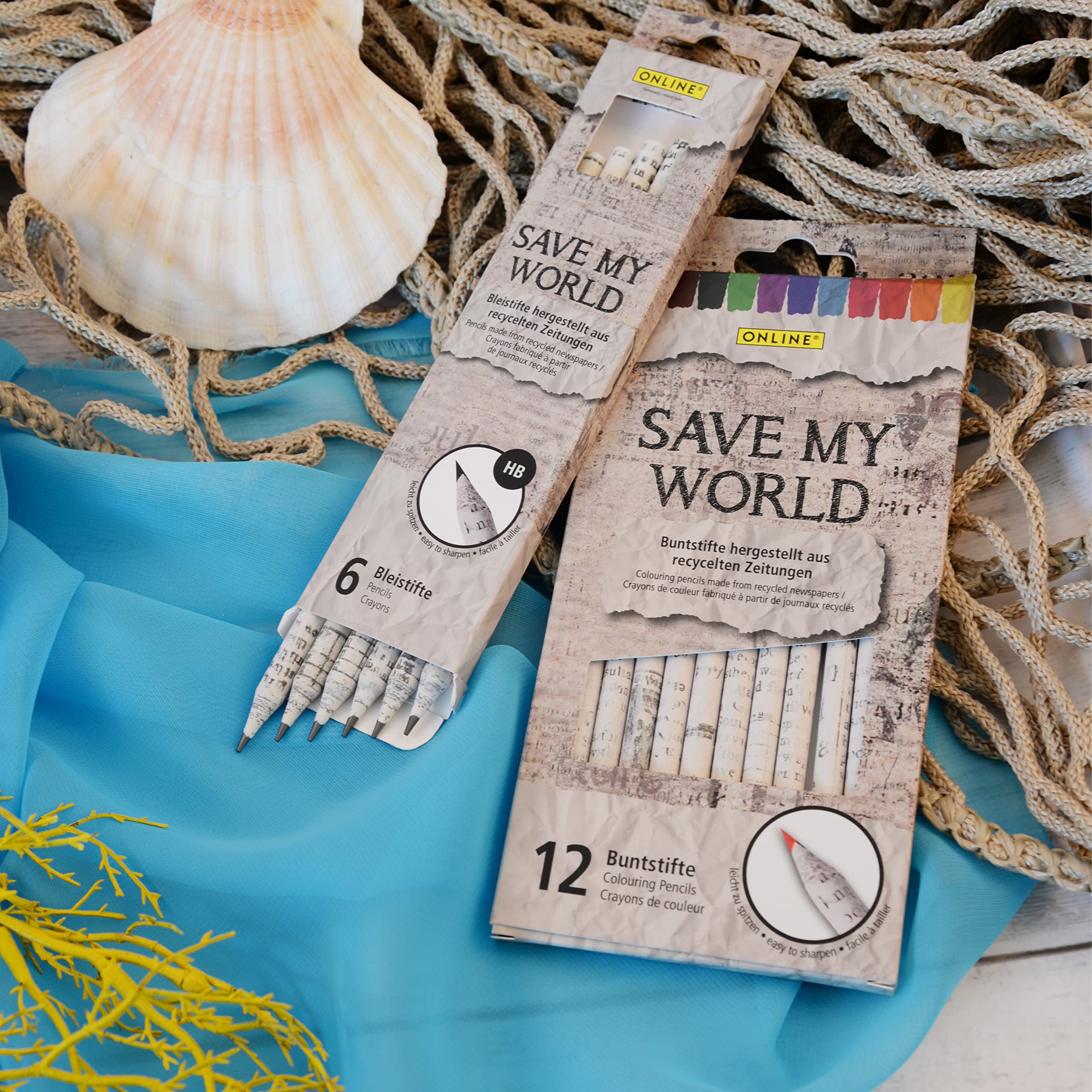 ONLINE Set 6 Matite In Carta Riciclata – HB – Senza Plastica – Per Scuola, Disegno E Artigianato – SAVE MY WORLD
