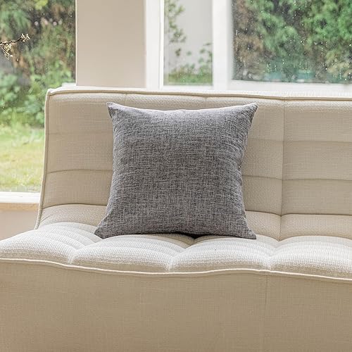 Home Brilliant Linen Throw Pillow Cover 18x18 Decorative Throw Pillow for Bed, Couch, Sofa, Living Room, 1 pc, Ash Grey
