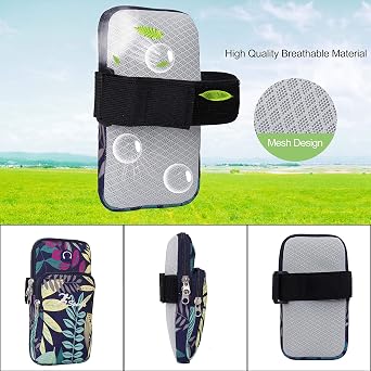 Sports Arm Bag Universal Running Armband Bounce Free Gym Armbands Phone Holder Pouch Case with Earphone Hole for iPhone XS/X8, Samsung Galaxy S9/S8/S7, Huawei and LG (Blue)