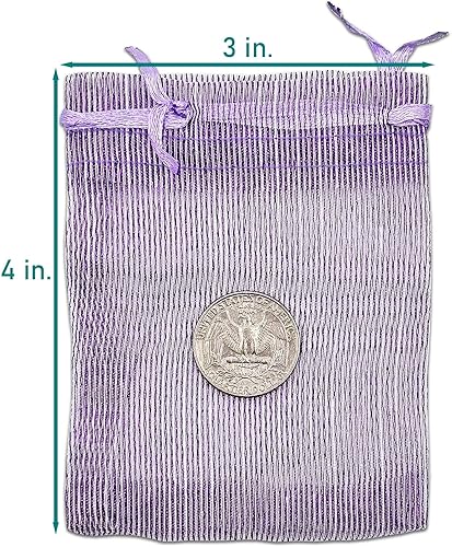 Vista 9 de TheDisplayGuys - 24-Pack Striped Weave Organza Gift Bags w/Drawstrings - Small 3" x 4" - Iridescent - for Party Favors, Samples, Treats