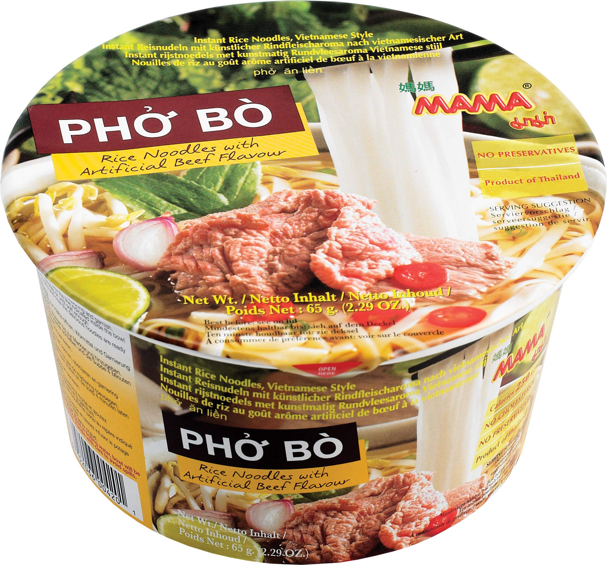 MAMA Bol fideos de arroz instantáneo Pho Bo ternera vietnamita 65 g - Lot de 6