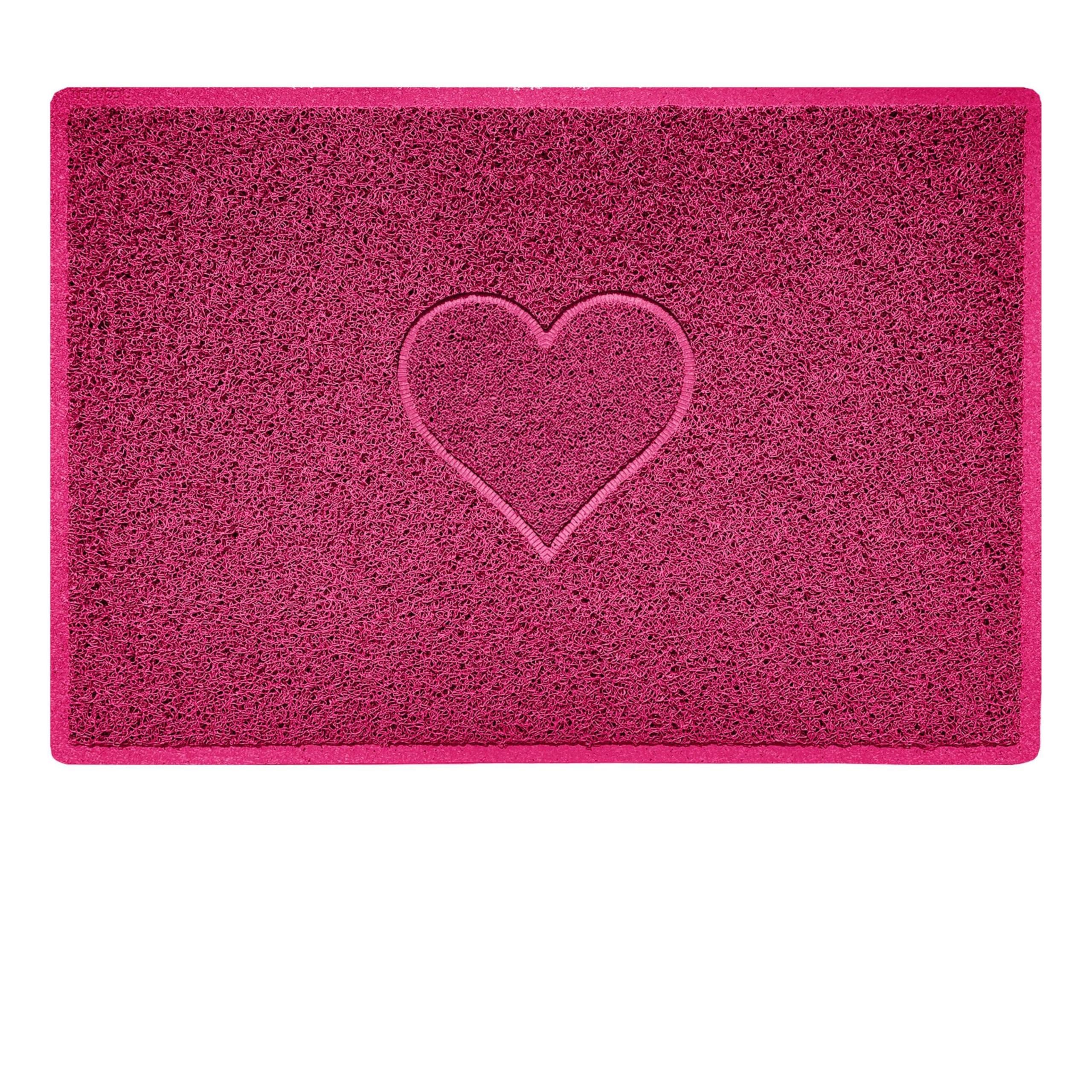 Nicoman Heart Shape Embossed Entrance Door Mat Non Slip Dirt Trapper PVC Spaghetti Mat with Rubber Base, Jet Washable Quick Drying Doormat Indoor or Outdoor - (Large, Pink, 90 x 60cm)