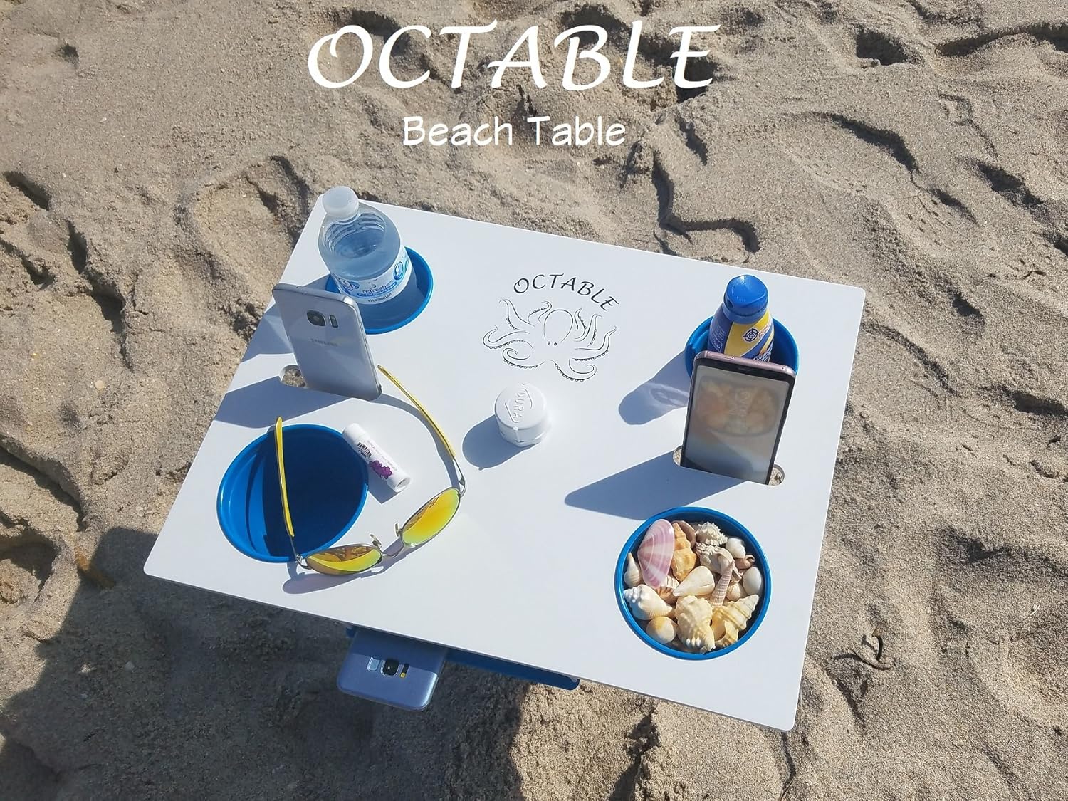 Octable Beach Table, Portable, Lightweight, Sturdy, Holds