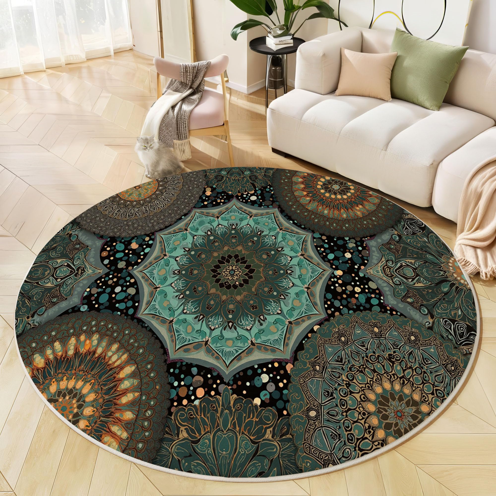 Tapis rond antidérapant et doux : la solution anti-glisse lavable de 160cm