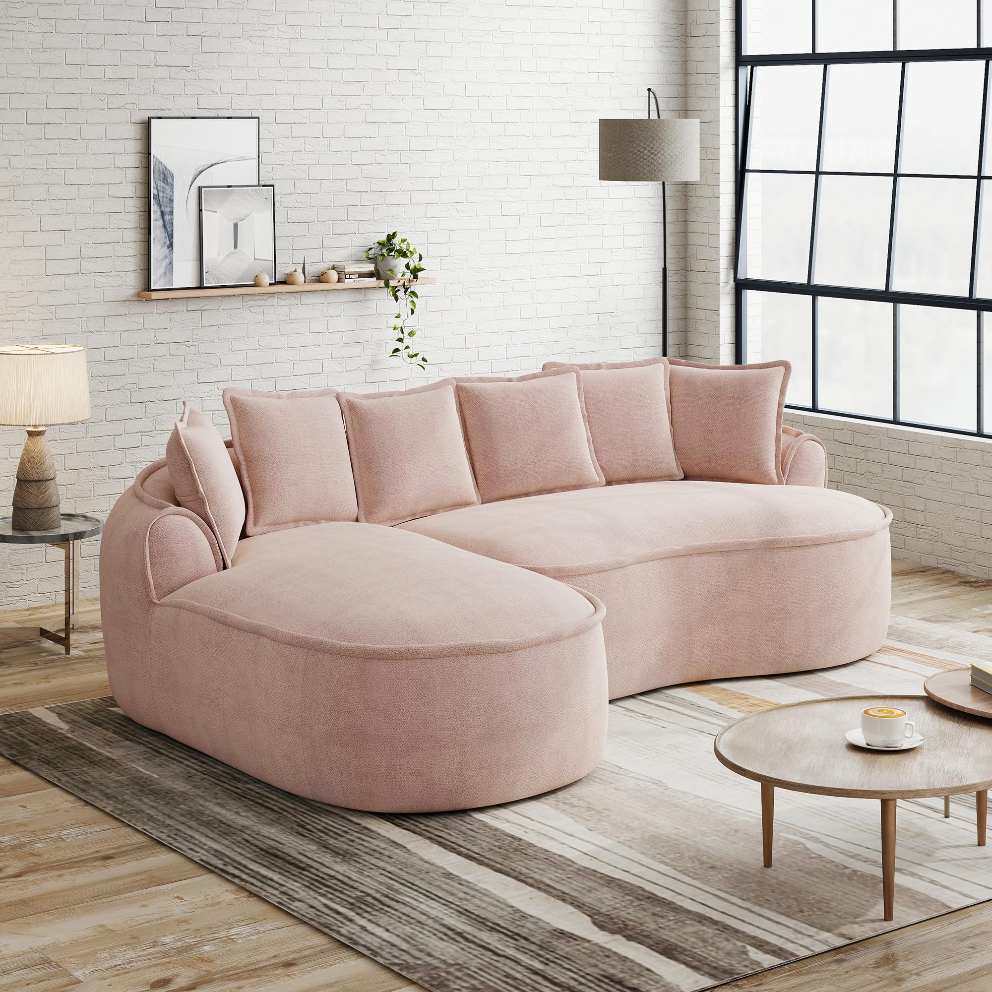 Muskel Sofá esquinero modular de chenilla de 2 plazas sin marco, sofá esquinero modular con asiento extra profundo, reposabrazos anchos, incluye cojines, color rosa