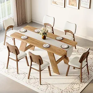 71-inch Farmhouse Dining Table Set for 6