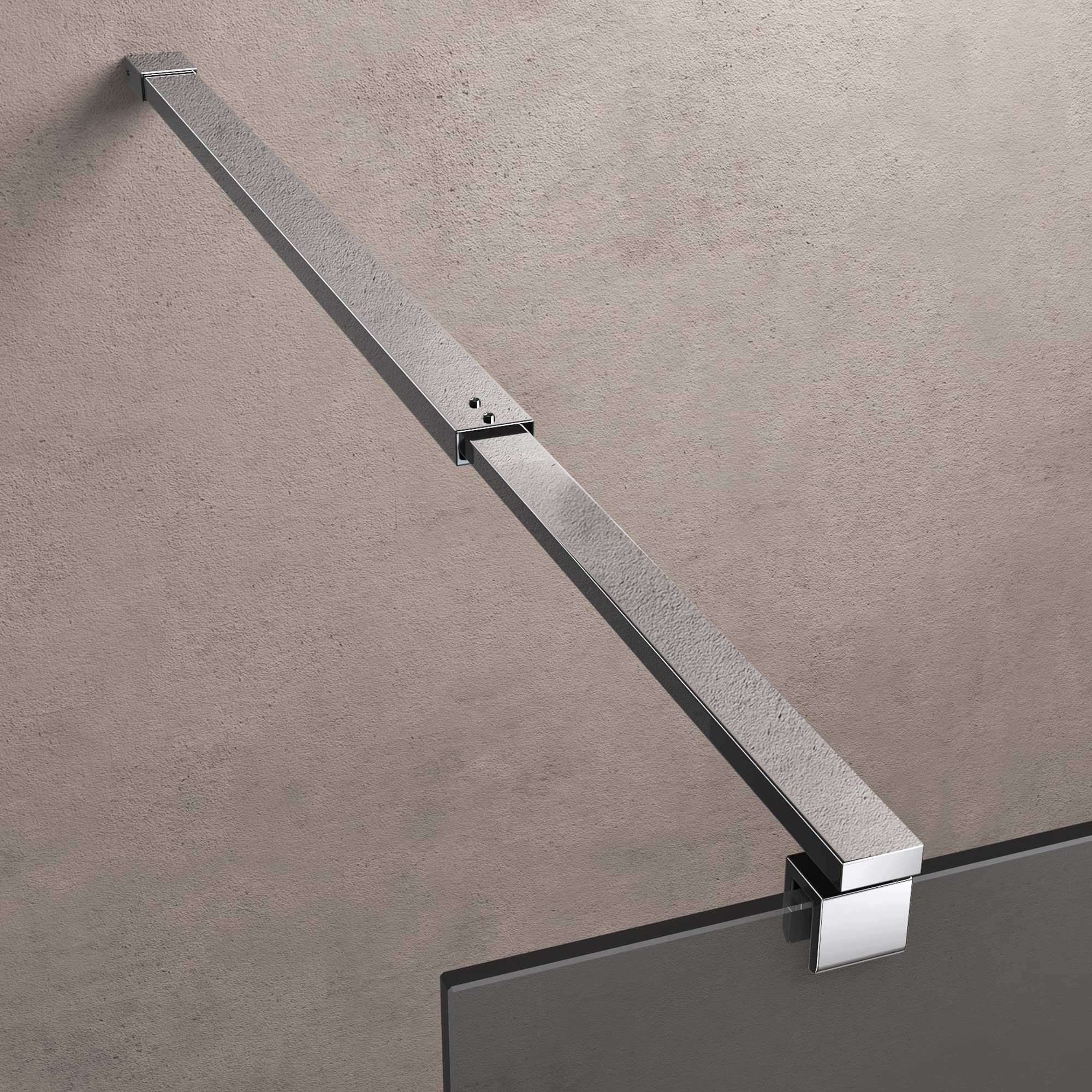 doporro Parete Doccia Walk-In Fissa 80x200 cm con 2 Barre Telescopiche