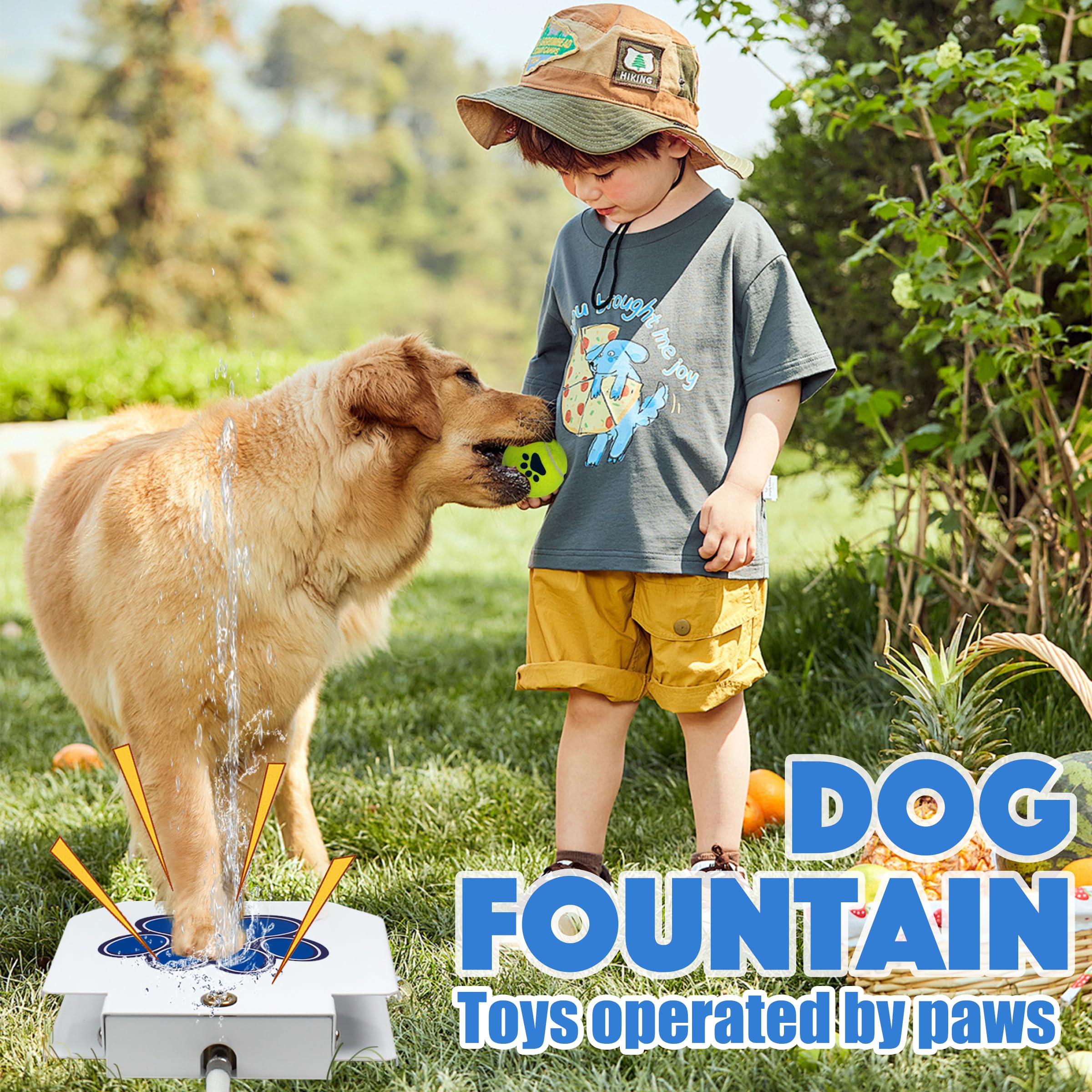 BACOENG Fontanella per Cani e Animali Domestici con Doppio separatore, Abbeveratoio per Cane con Corda, Dispenser Acqua Potabile a Pedale con Set di Valvole Premier in Rame (Blu)