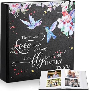 ReliThick Hummingbird Cardinal Funeral Photo Album 4 x 6 in Hold 200 Photo