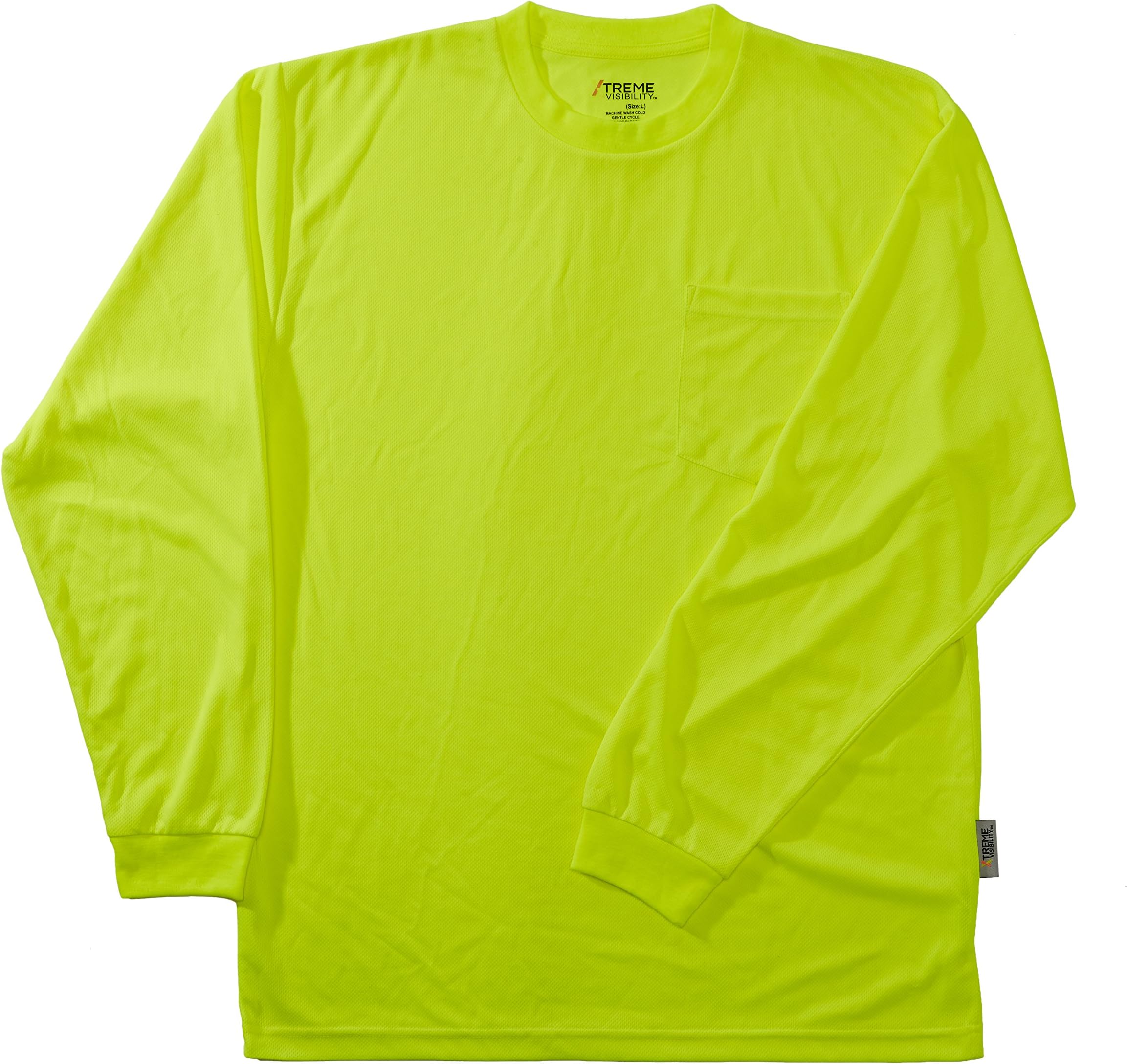 Xtreme Visibility PT9005 Hi-Viz Birdseye Mesh Long Sleeve T-Shirt, Yellow, Medium