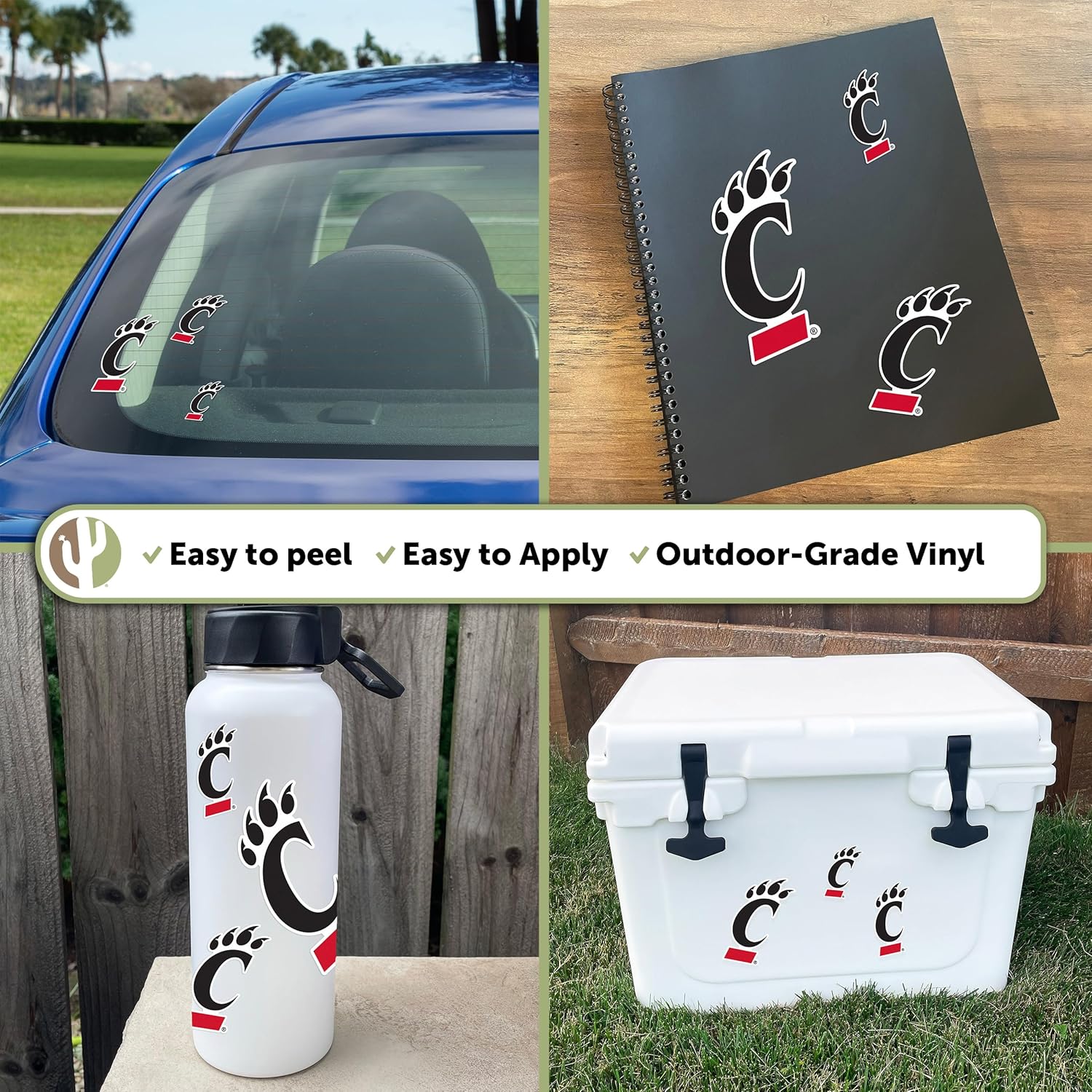 Desert Cactus University of Cincinnati Sticker Bearcats UC Vinyl Decals Laptop Water Bottle Car Scrapbook T3 (Type 3-1) - Image 2