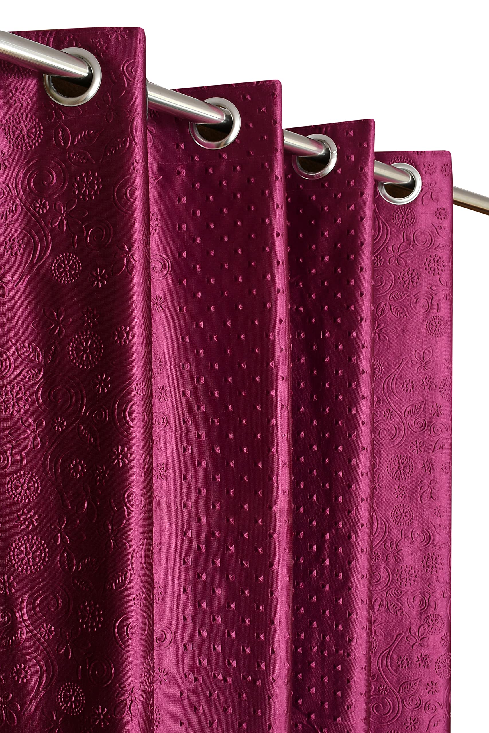 Galaxy Home Decor Pyramid Design Punching Heavy Curtains for Window 5 Feet, Pack of 1, Wine