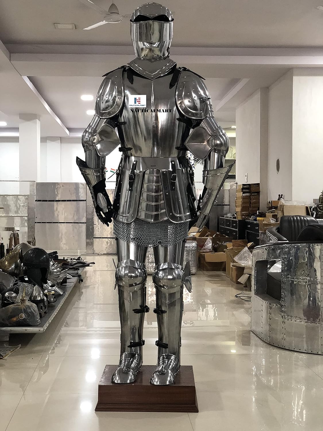 Nautical-Mart Knight Suit of Armor Medieval Reenactment Wearable Metallic One Size Halloween Costume