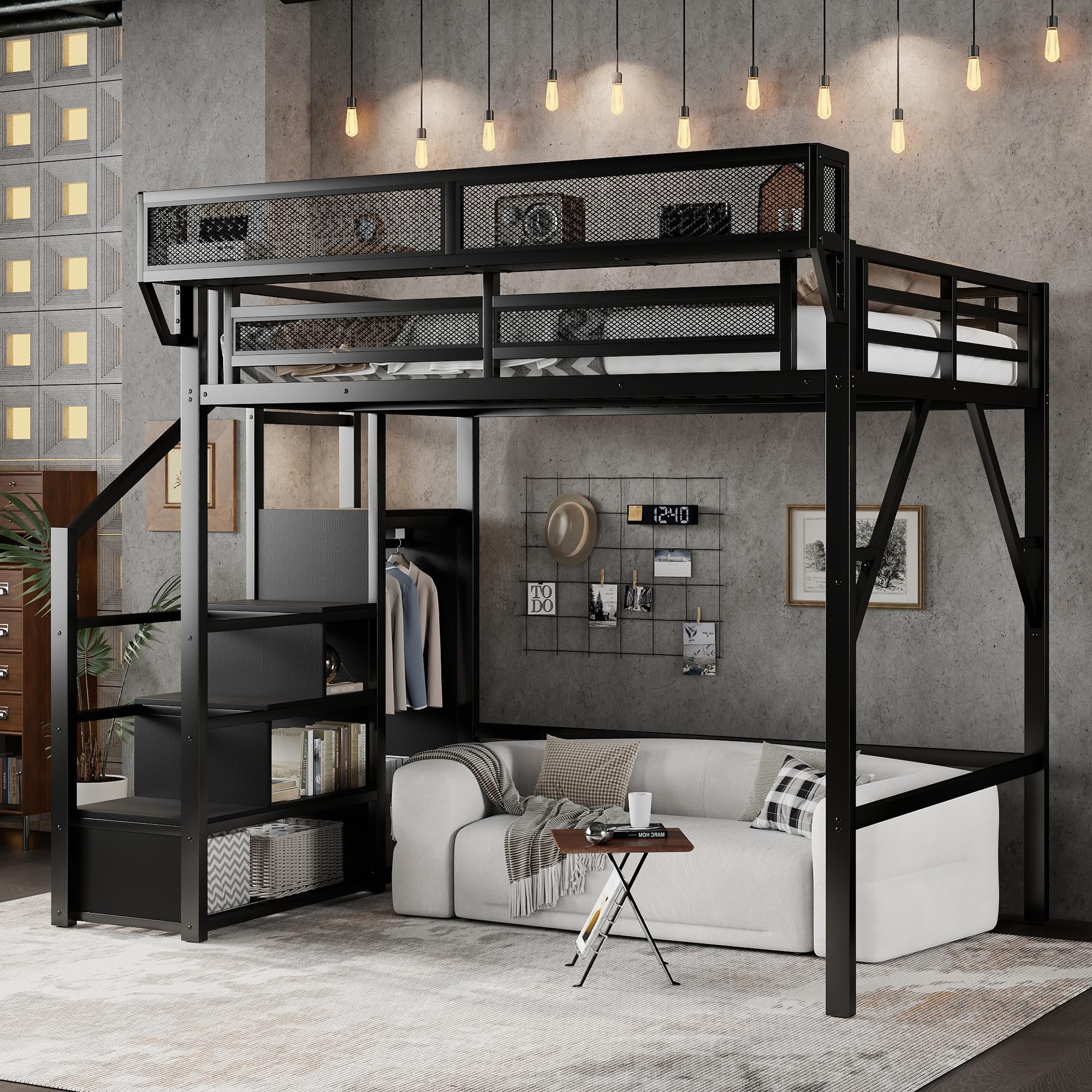 Best Sofa Bunk Bed Picks for Small Spaces in 2026 5 KEIKI Full Size Metal Loft Bed Frame with Convertible Staircase, Built-in Storag — product photo