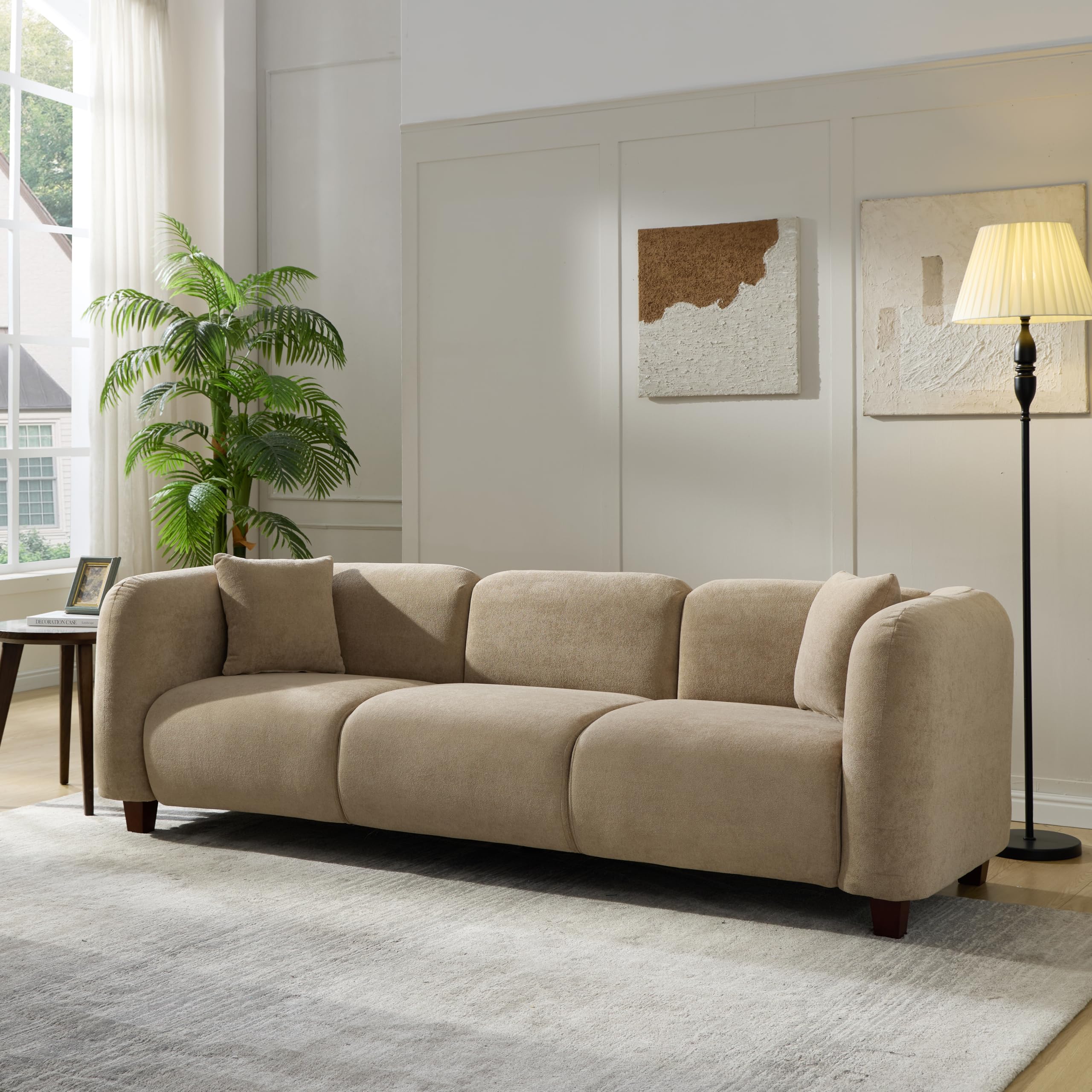 Photo 1 of Merax 87" Camel Velvet Couch 3 Seater Modern Sofas for Living Room-----missing box 2 of 2 