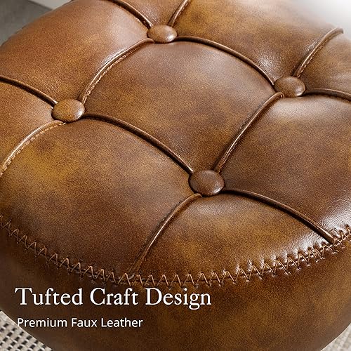 Miniatura 4 de LUE BONA Taburete de tocador ajustable, silla giratoria de 360 para sala de maquillaje, taburete marrón para tocador, pequeños taburetes de tocador