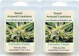 100% All Natural Soy Wax Melt Tarts - Set of 2 - Cannabis Flower: A warm blend of cashmere wood surrounds the floralcy, while sensual undertones of musk and golden amber soften the scent. - 3ozs./ea. - Naturally Strong Scented