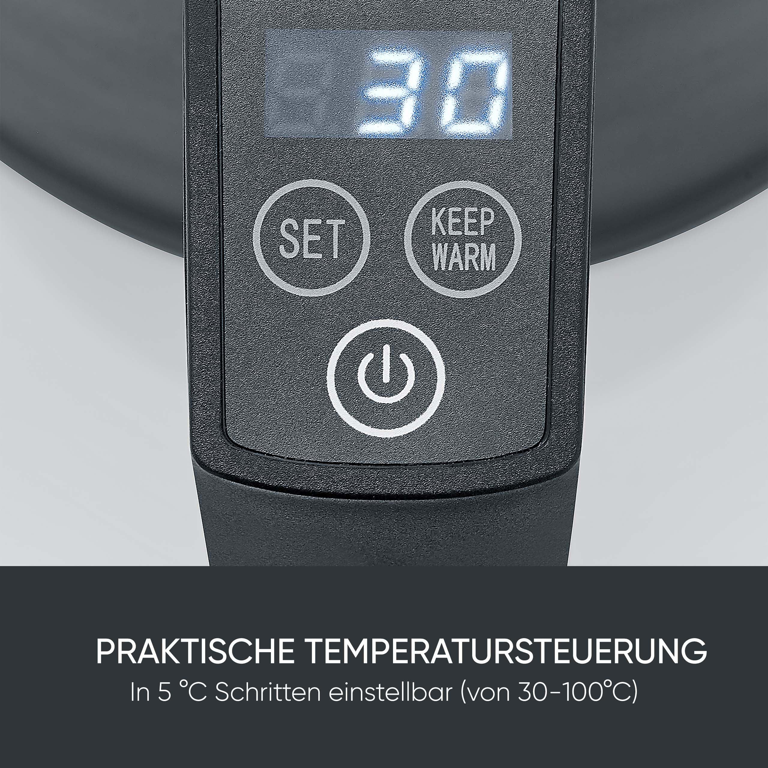 SEVERIN Cool-Touch Wasserkocher, doppelwandiger Wasserkocher, farbige LED-Temperatur-Rückmeldung im Griff, mit Warmhaltefunktion und Abschaltautomatik, schwarz, 1,7 L Kapazität, 2.200 W, WK 3484