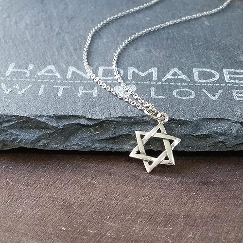 Miniatura 3 de Sterling Silver Star of David Charm - Faith Charm Necklace, 18"