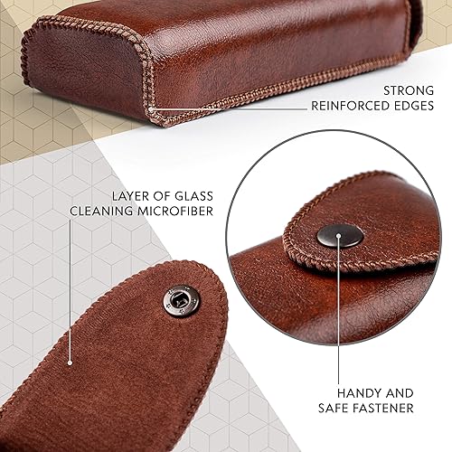 Miniatura 4 de Hard Eyeglass Case With Belt Loop, PU Leather Glasses Case, Eyeglasses Cases, Reading Glass Case, Spectacles Box For Eyeglass, Classic Style Brown