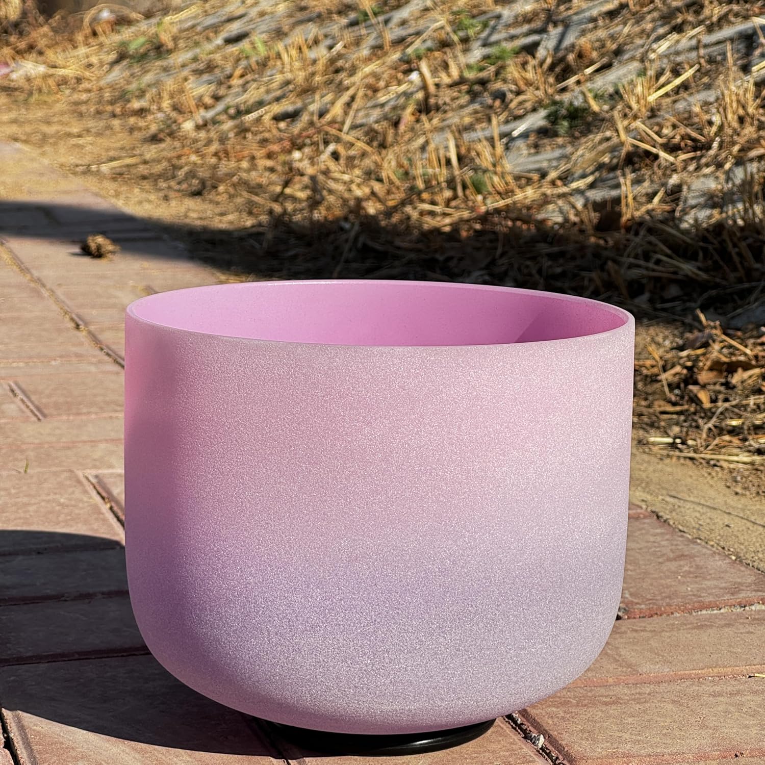 Rainbow F Note Heart Chakra Pink-Puprle Color Frosted Quartz Crystal Singing Bowl 8 Inch With Carrying Case,for Yoga,Meditation and Sound Healing