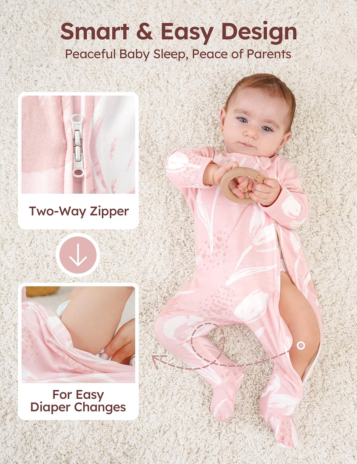 Baby Pajamas 100% Cotton Baby Sleepers for Newborn 0-3 3-6 6-9 Months 3Pcs Footie Pajamas Baby Boys Girls Clothes - Image 3