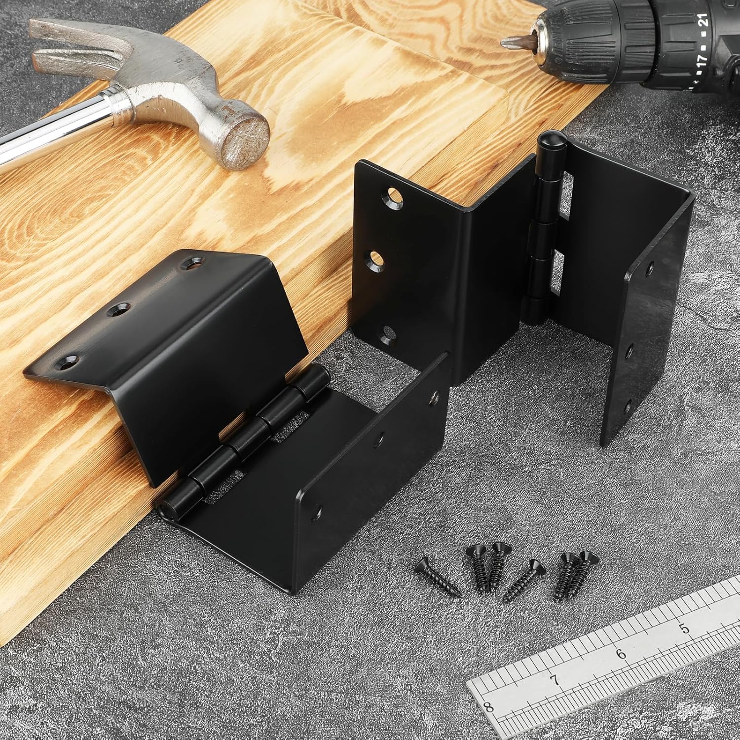 Haidms 3 Pack Offset Hinges Black Expandable Door Hinges 3.5 Inch Heavy Duty Full Mortise Door Hinges with 1/4'' Radius Corner