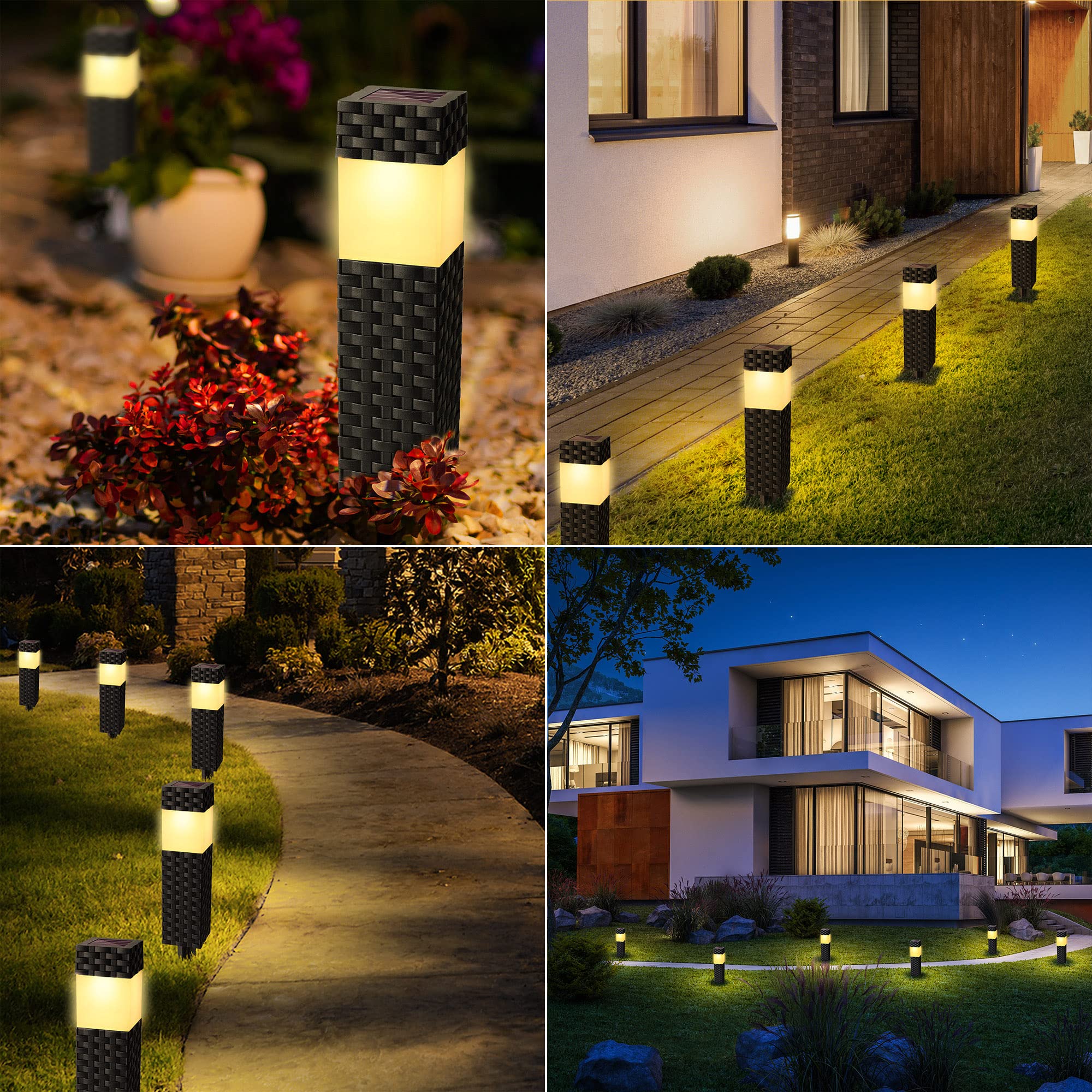 Joomer Luci Solari Esterno, 8 Pezzi Lampada Solare da Esterno Giardino Piazza Moda, LED Luci Solari da Giardino Bianco Caldo Impermeable IP65 per Terra Cortile Prato Vialetto Sentieri