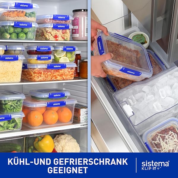 Sistema KLIP IT PLUS Leakproof Food Storage Containers | 1 L | AirtightStackable & Nestable Meal Prep Containers with Lids | School Lunch Boxes | 3 Count - 4