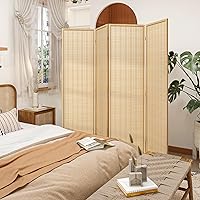 Vista 8 de Divisor de habitación de bambú, 4 paneles, pantallas de privacidad plegables para separación de habitaciones, divisor de habitación independiente