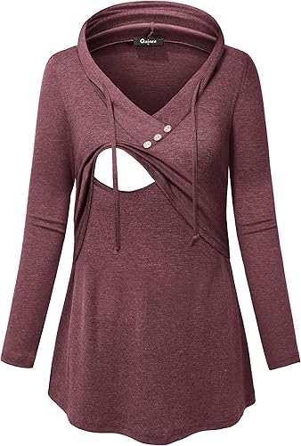 QUINEE sudadera con capucha para mujer de manga larga a cuadros, bloque de color