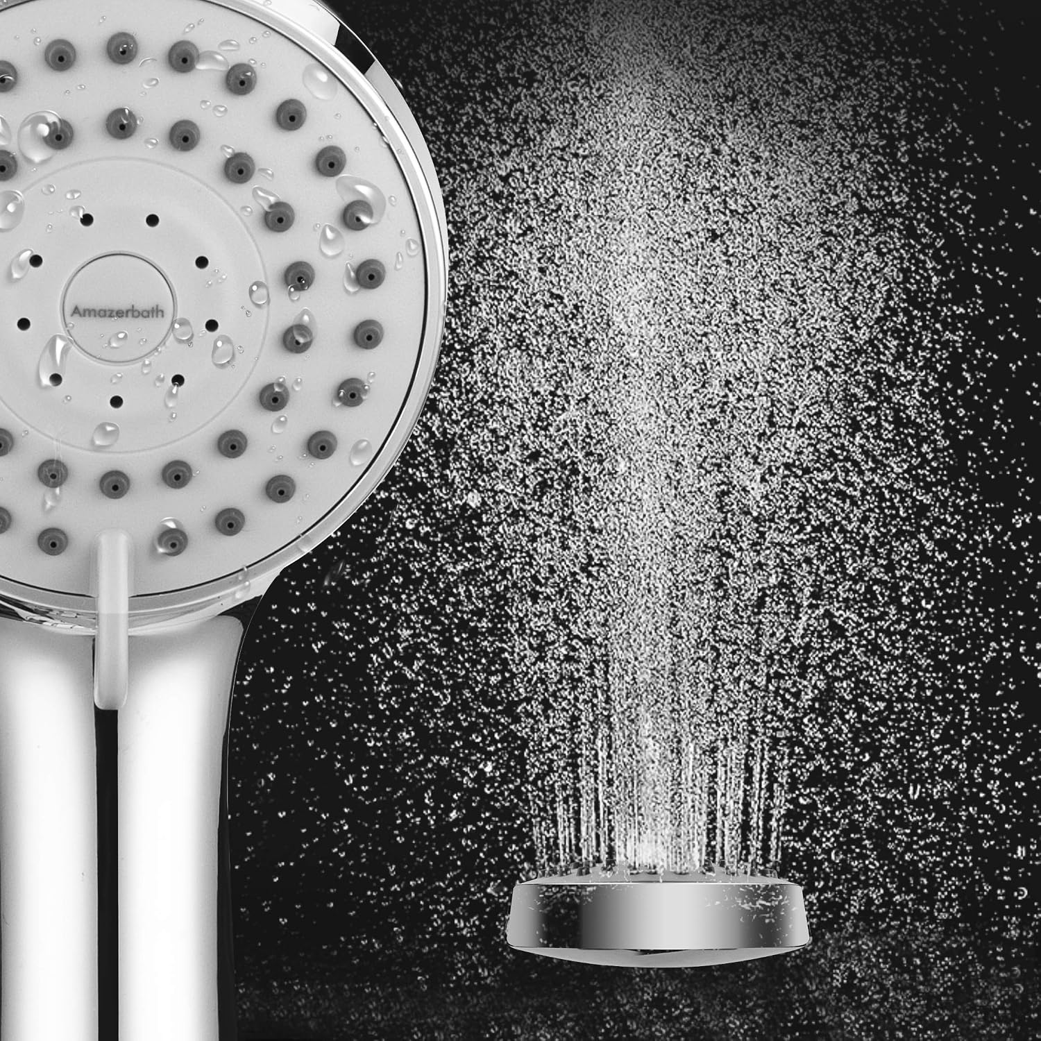 AmazerBath Shower Head, High Pressure Handheld Shower Head with Powerful Shower Spray, 3 Spray Settings Hand Held Shower Head with Hose and Bracket, Chrome