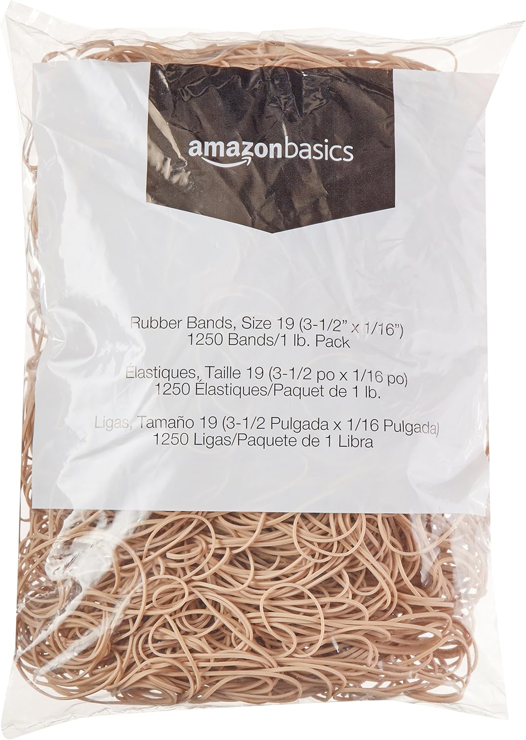  Basics Rubber Bands, Size 19 (3-1/2 x 1/16 Inch), 1250 Bands/1 lb. Pack, 25-Pack : Office Products