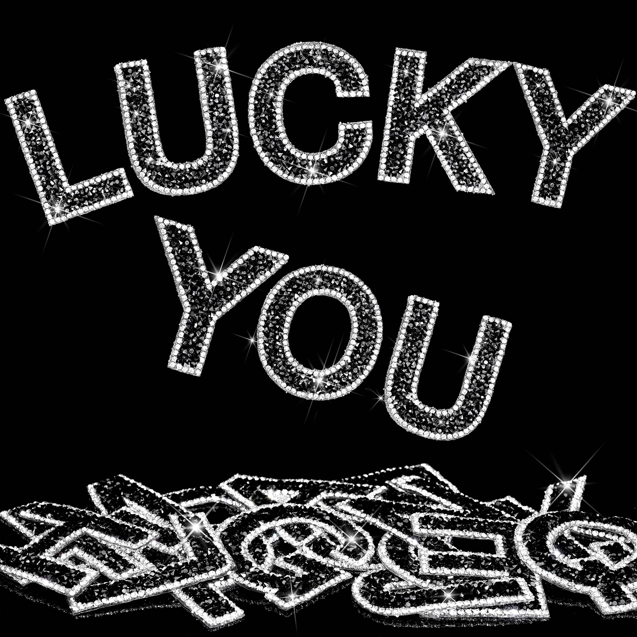 Locacrystal 34Pcs Rhinestone Letter Stickers Bling Glitter Alphabet A-Z Letters Self-Adhesive Crystal Rhinestones Word Sticker Iron on Letters for