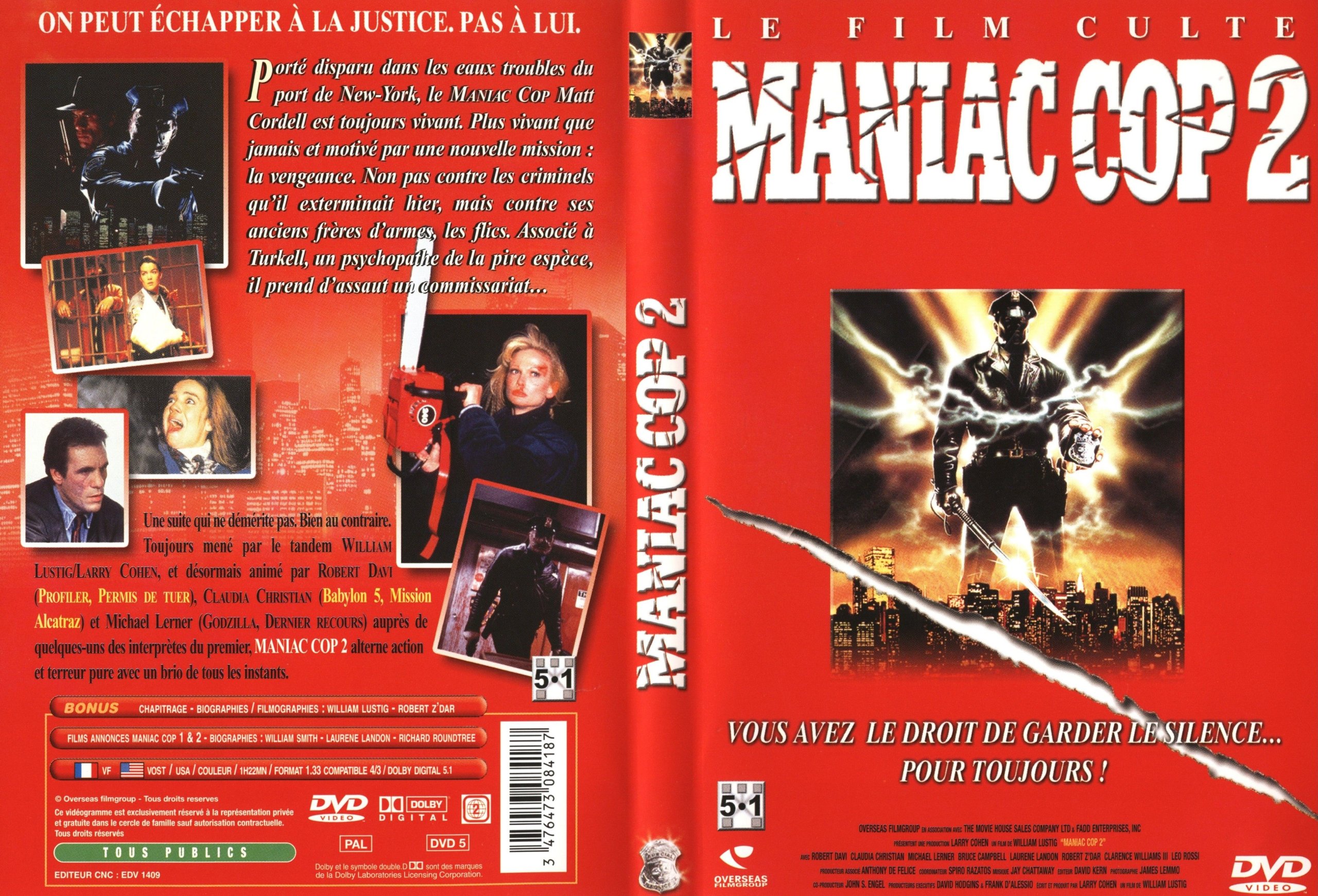DVD Maniac Cop 2 edición de Francia para coleccionistas de cine de terror