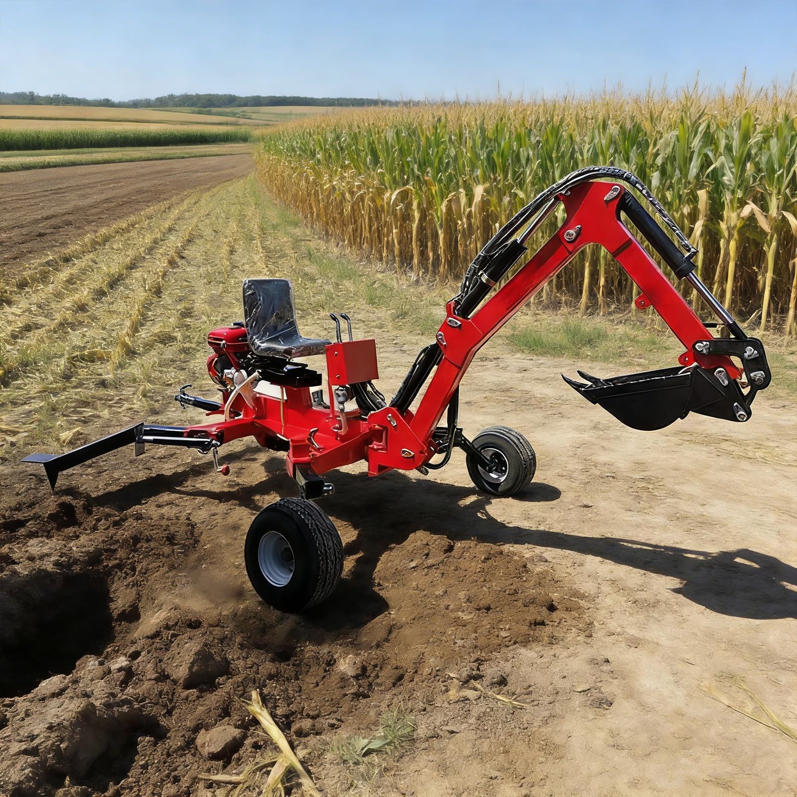 Mini escavatore a cucchiaia rovescia rimorchiabile alternativa, rimorchio idraulico a 360 gradi dietro scavatore con benne multiple, terne compatte per trattore, per cortile, fattoria e paesaggistica