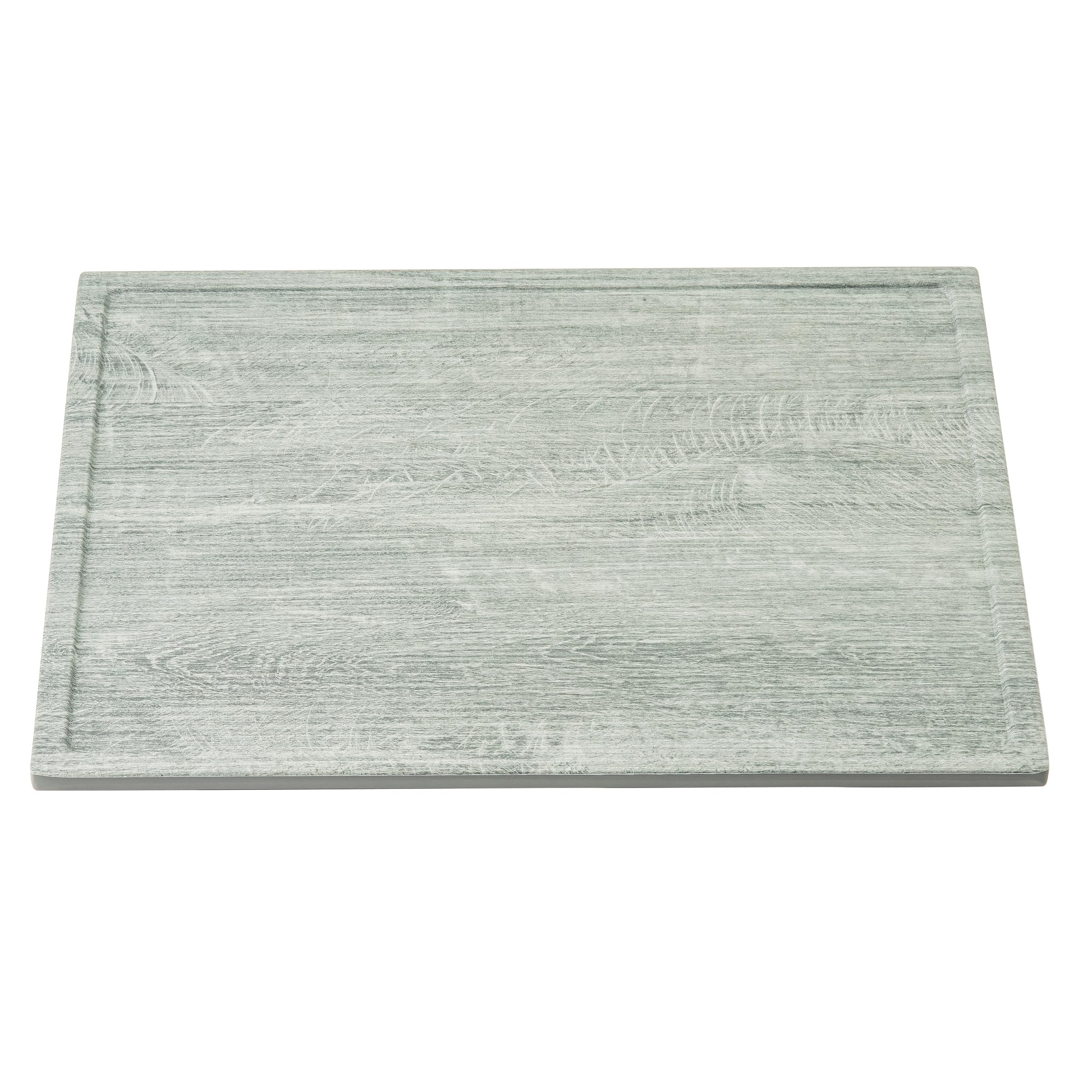 TableCraft Serving Tray, 12.75" x 10.375" x 0.625" Gray Melamine with Smokehouse Decal, Fits Half Size Gastronorm Crates, Decorative Professional Serving Surface for Catering, Buffet, and Display